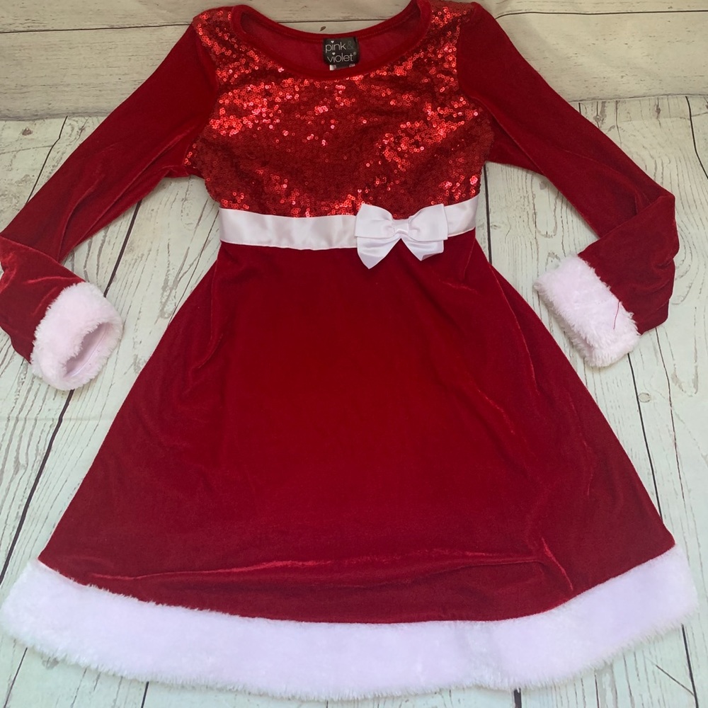 Santa Dress red and white fur girls
